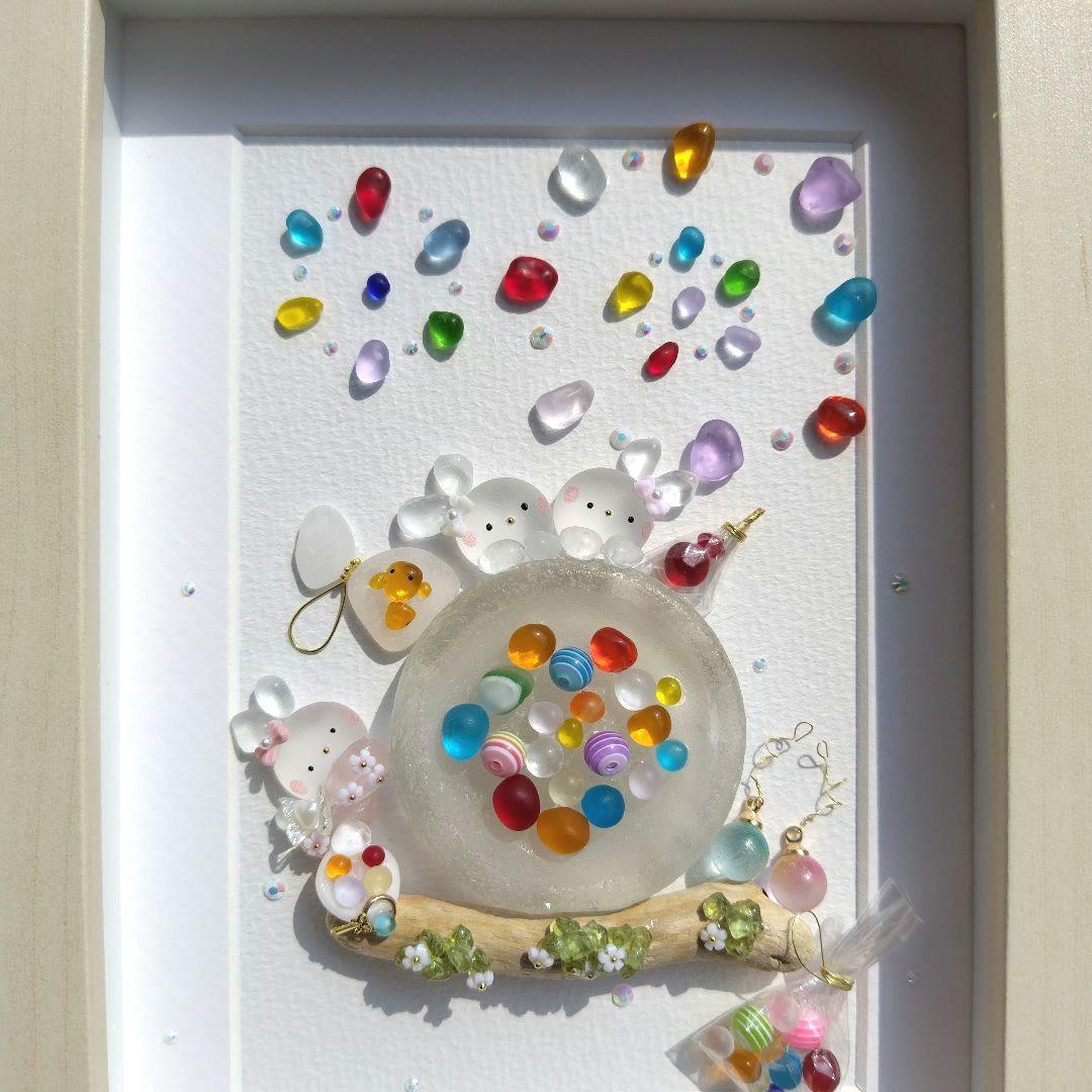 シーグラスアート『夏祭り～夜空に咲く花火‧⁺ ⊹˚.～』