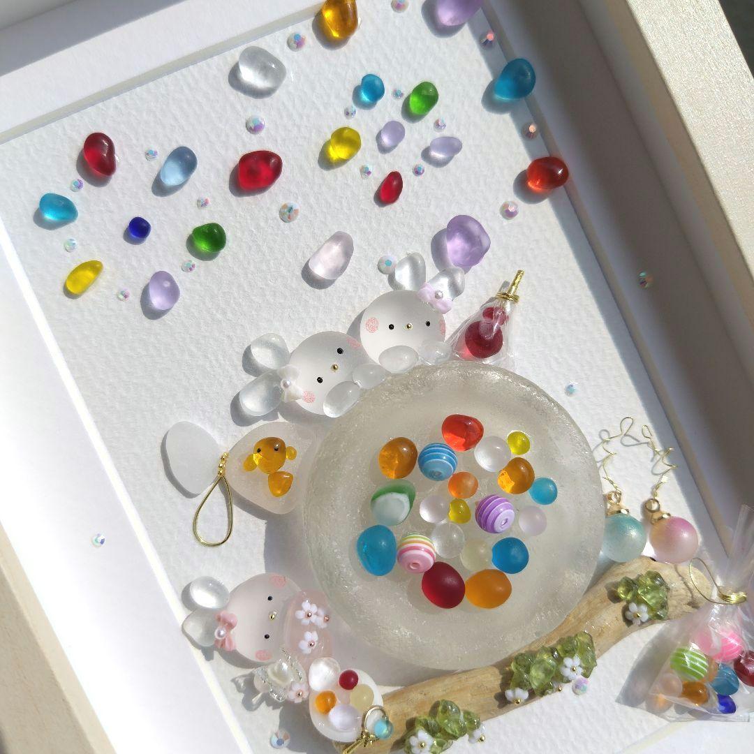 シーグラスアート『夏祭り～夜空に咲く花火‧⁺ ⊹˚.～』