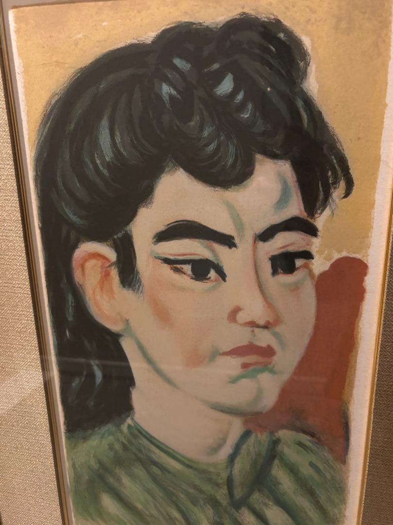 美品 梅原龍三郎「姑娘/クーニャン」リトグラフ 落款有 額縁入 油彩画の巨匠