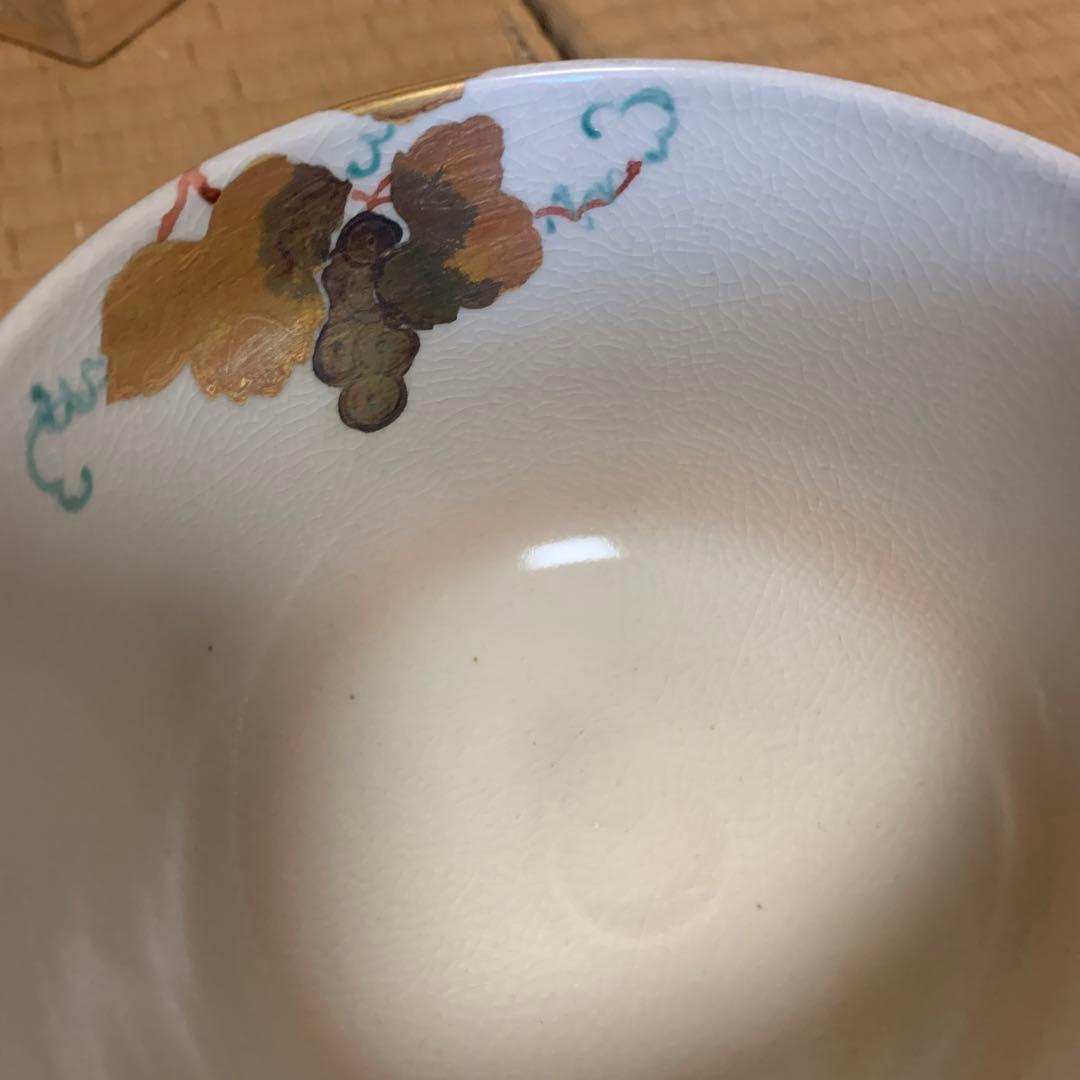 五世幹山　仁清写菊萄　茶碗　共箱