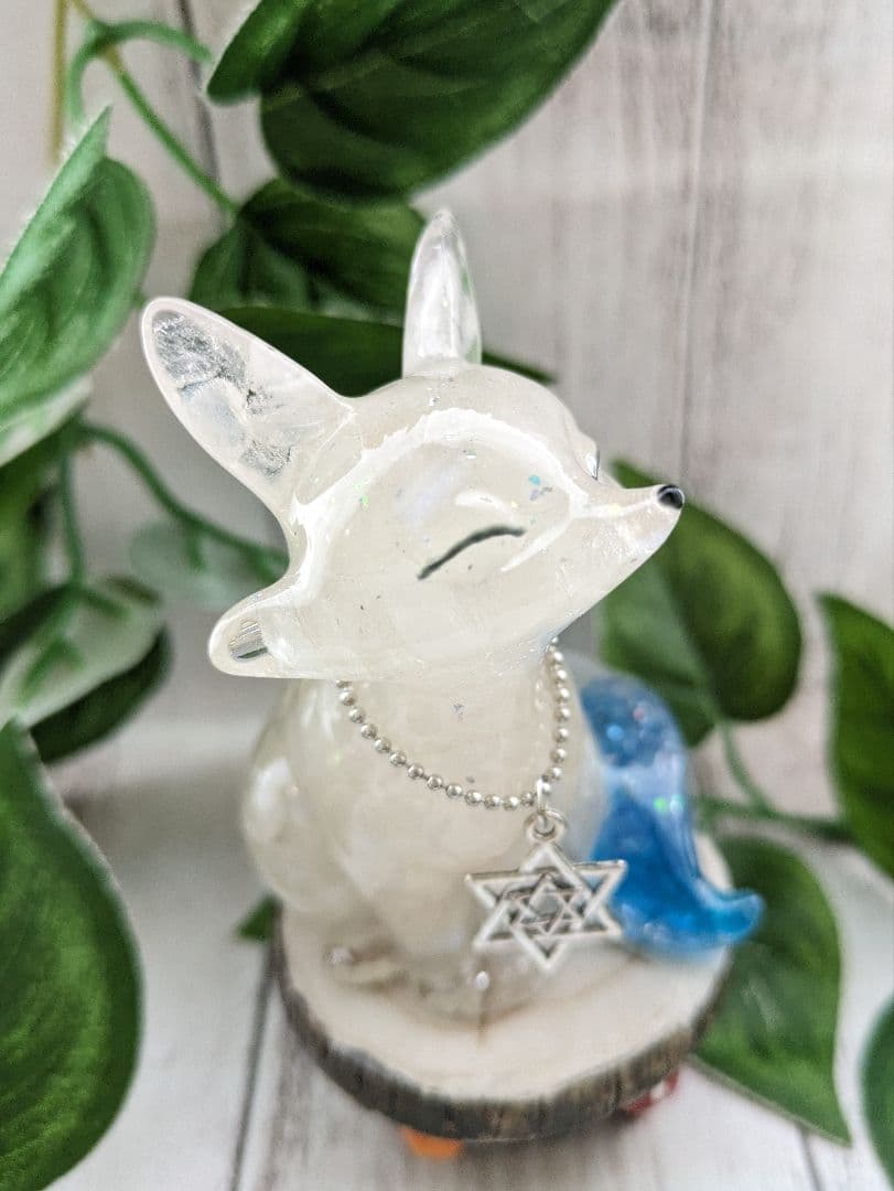 【ナツハ】虹色しっぽ！シトリンのきつねさん形オルゴナイト☆他１点