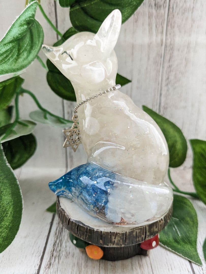 【ナツハ】虹色しっぽ！シトリンのきつねさん形オルゴナイト☆他１点