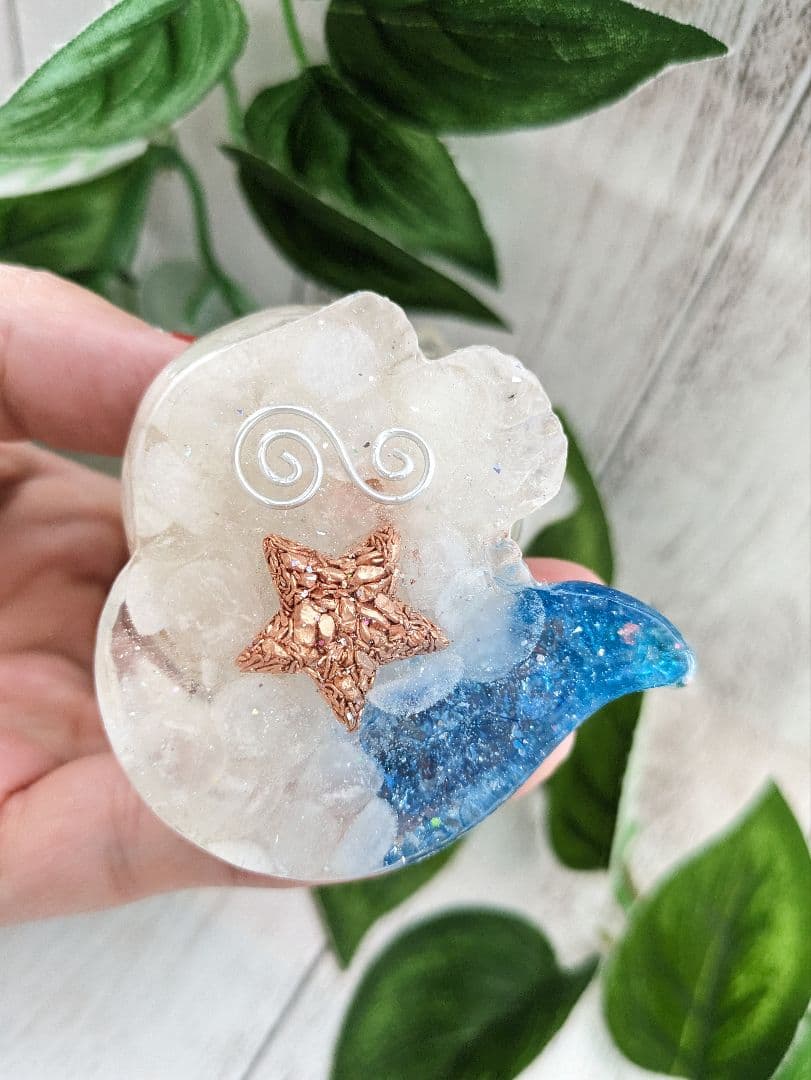 【ナツハ】虹色しっぽ！シトリンのきつねさん形オルゴナイト☆他１点