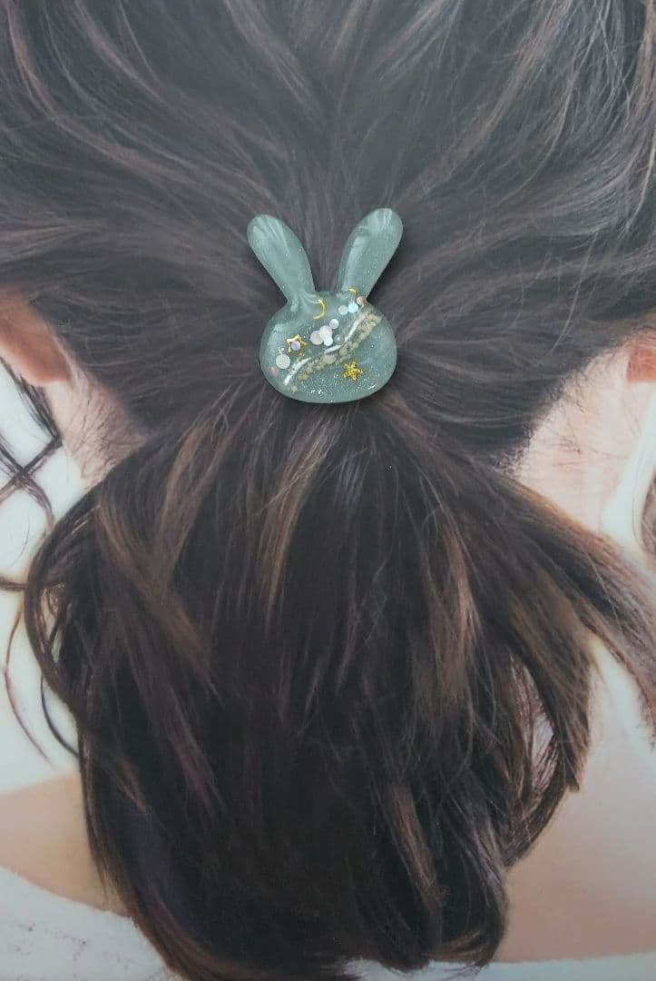 天の川シンプルデザイン うさぎちゃん型レジンヘアゴム