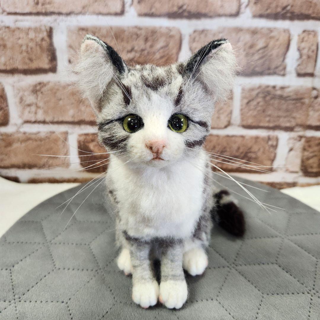 羊毛フェルト猫 サバトラ仔猫ちゃんハンドメイド
