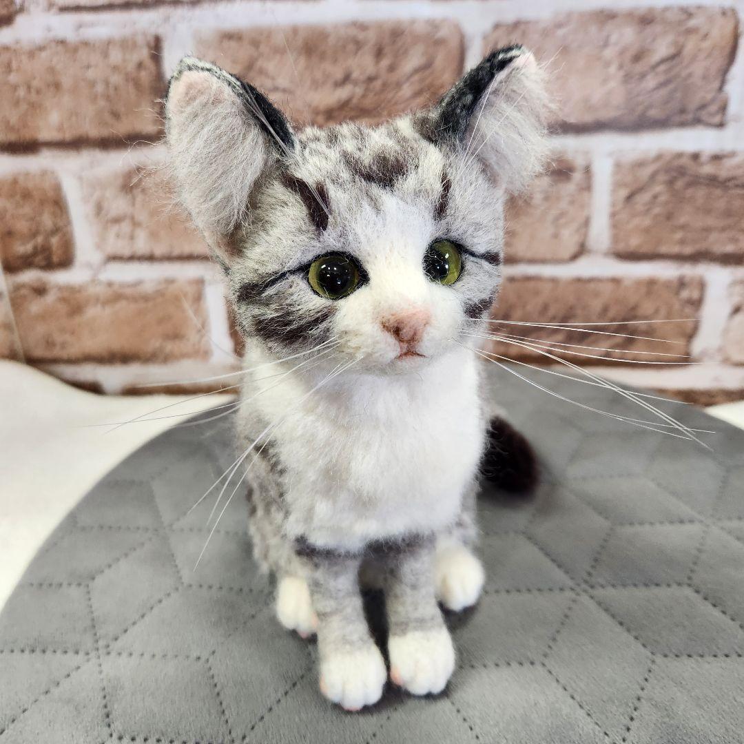 羊毛フェルト猫 サバトラ仔猫ちゃんハンドメイド