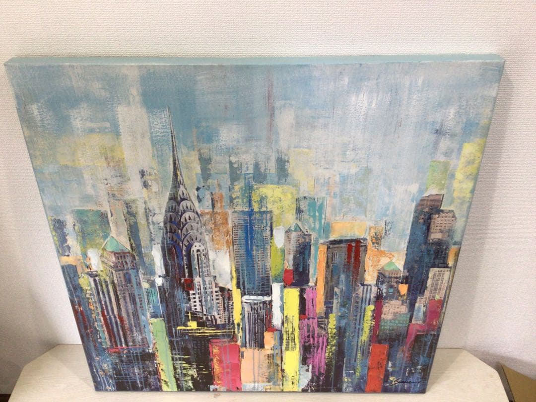 現代アート ニューヨークシティー アクリル絵画 風景原画 30号 80×80cm