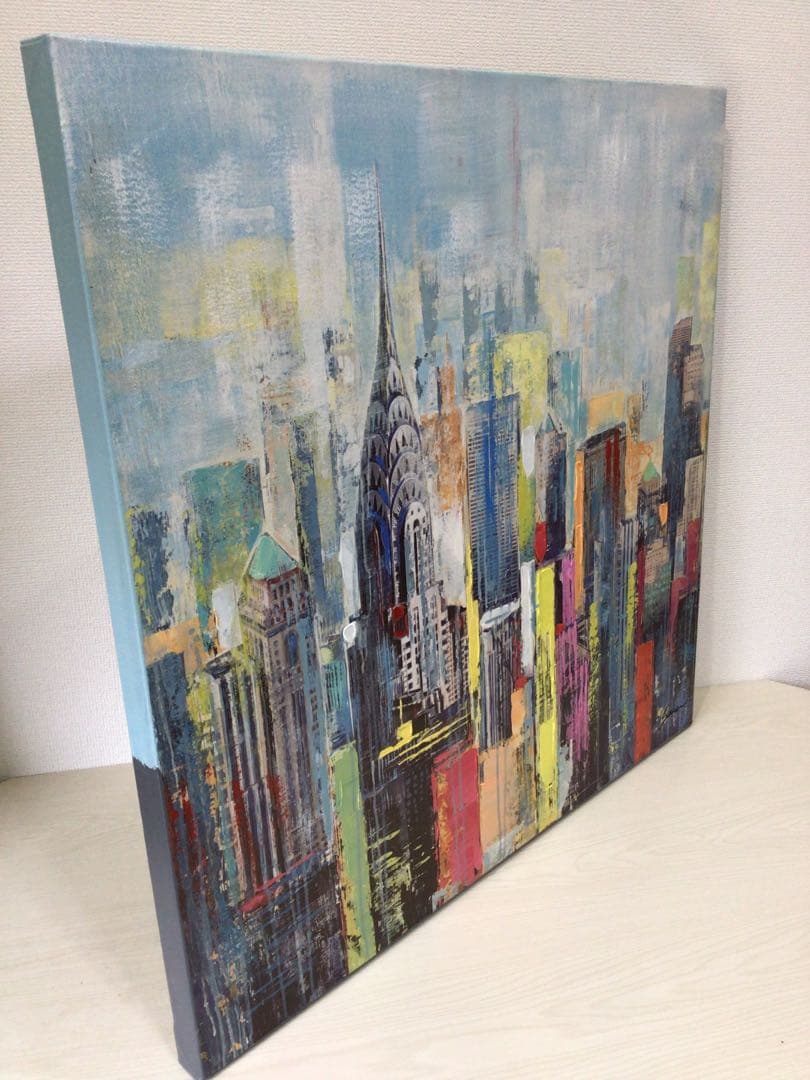 現代アート ニューヨークシティー アクリル絵画 風景原画 30号 80×80cm