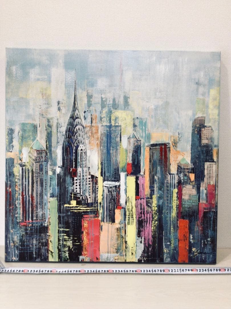 現代アート ニューヨークシティー アクリル絵画 風景原画 30号 80×80cm