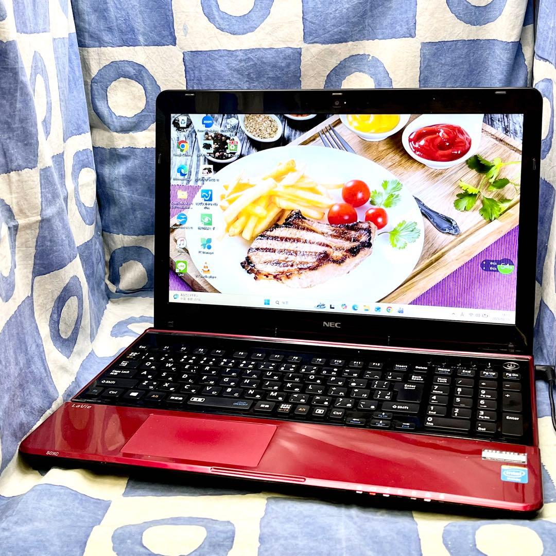 快速SSD256GB☆高性能i7☆大人気赤ノートパソコン♪カメラ付き！Win11