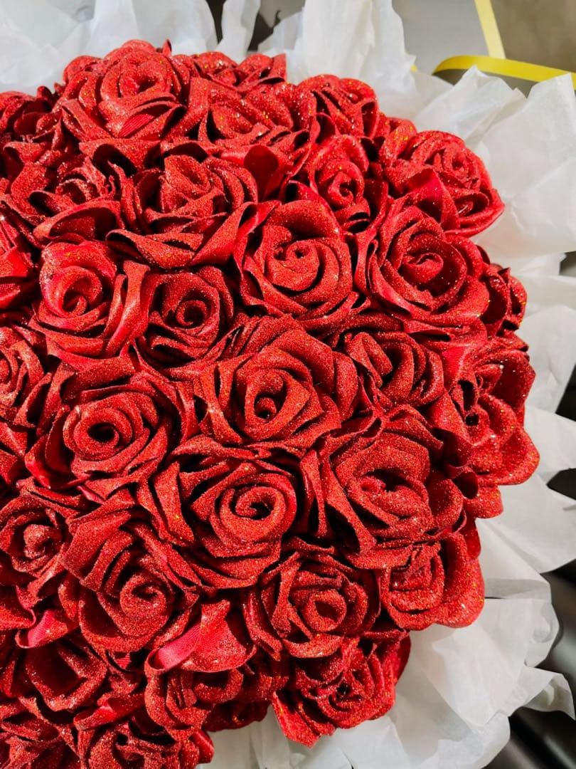 グリッター赤バラの花束
