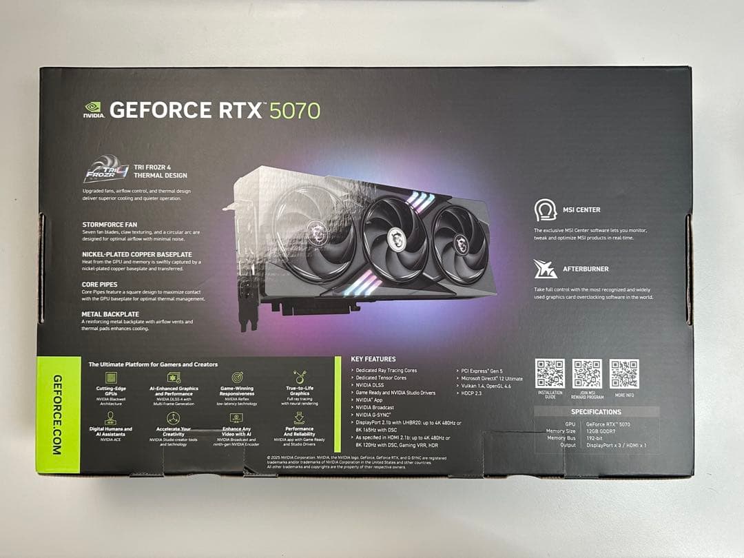 グラフィックボード・グラボ・ビデオカード MSI GEFORCE RTX 5070 Gaming Trio OC