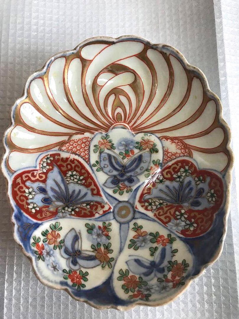希少　肥蝶山　利平　古伊万里　有田焼　骨董皿　色絵 皿　年代物