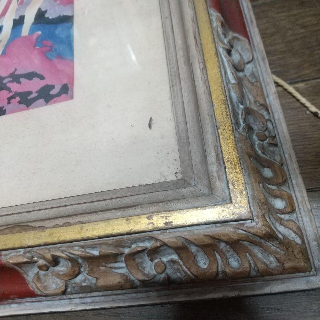 木版画　川西英　栂尾紅葉　オリジナル額　額傷みあり　ヤケ