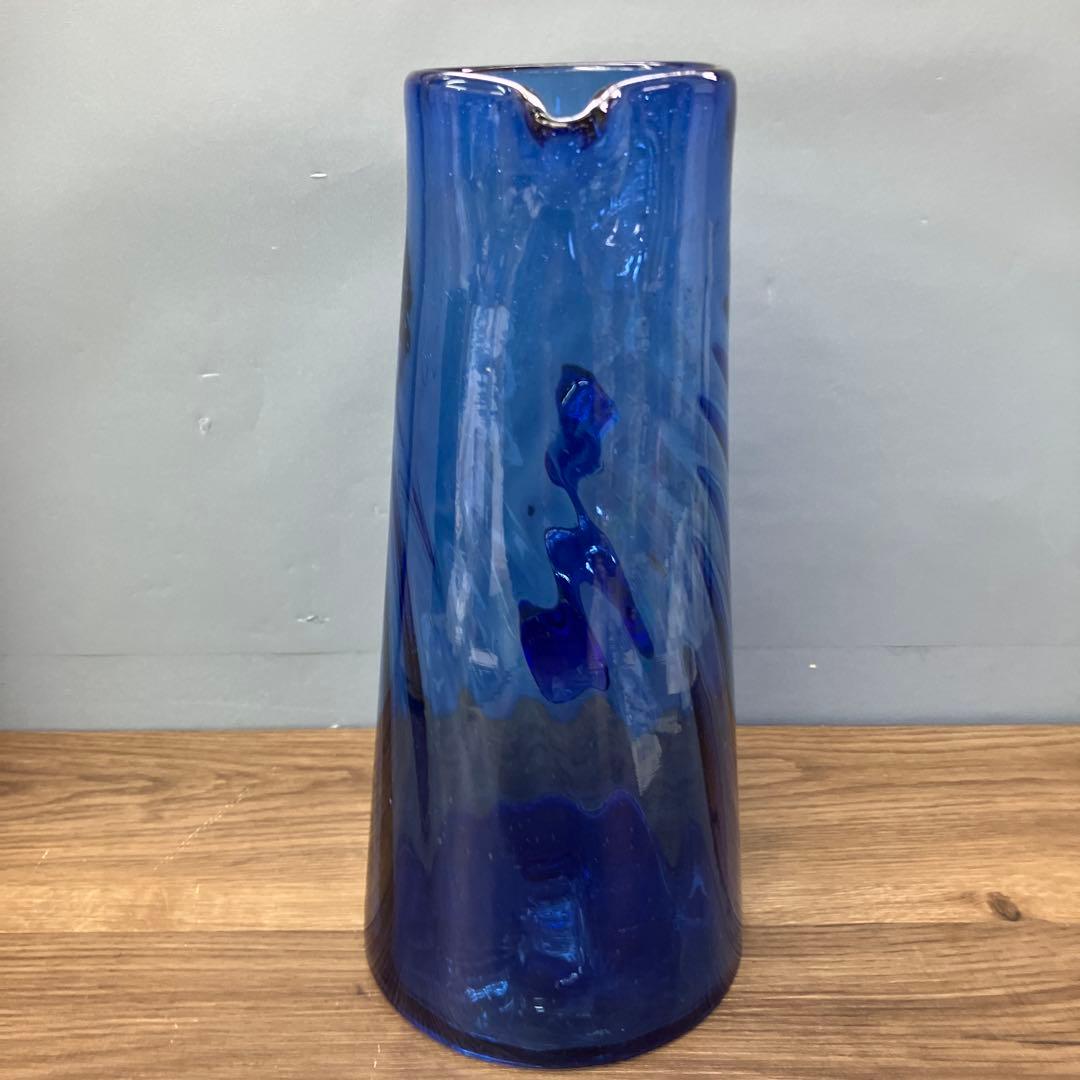 D-壁 琉球ガラス 水差し ピッチャー ブルー 吹きガラス デキャンタ 花瓶