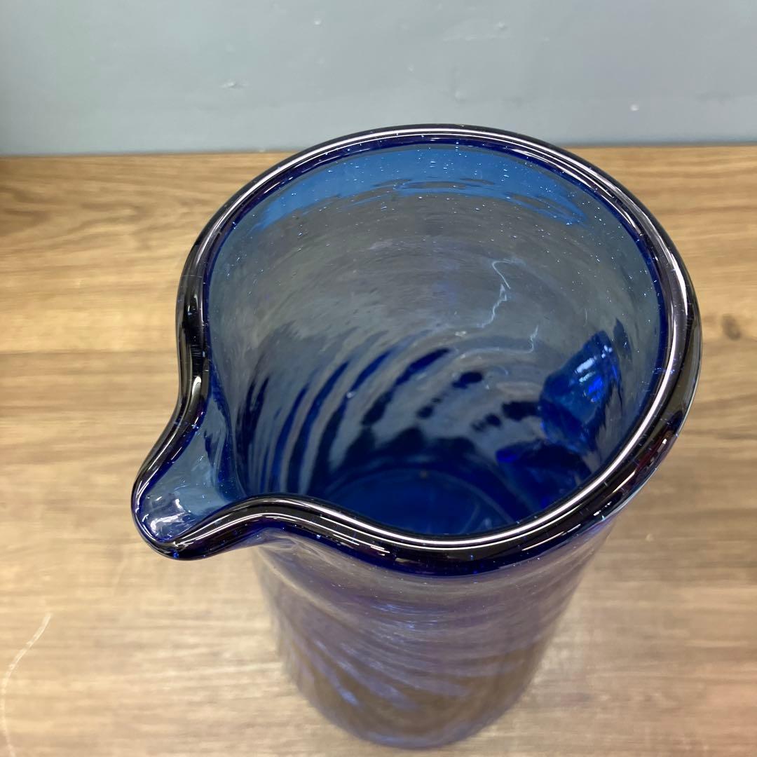 D-壁 琉球ガラス 水差し ピッチャー ブルー 吹きガラス デキャンタ 花瓶