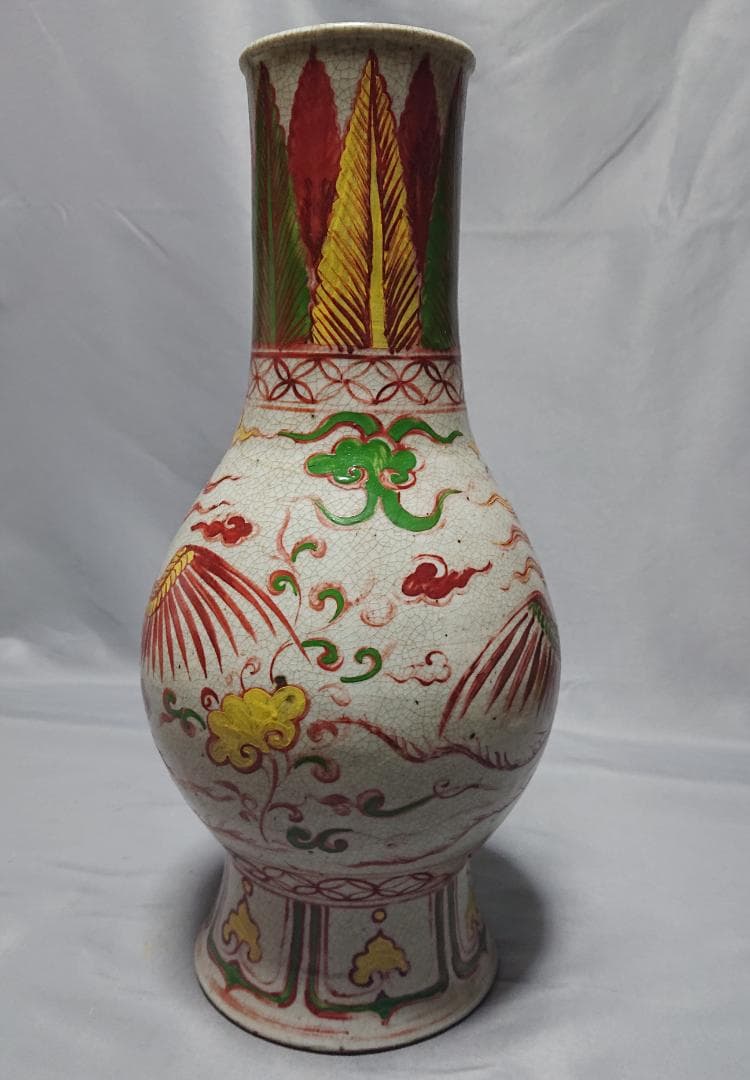 明　五彩色絵花鳥文瓶　崇禎年間（1628 - 1644年）　30.9㎝