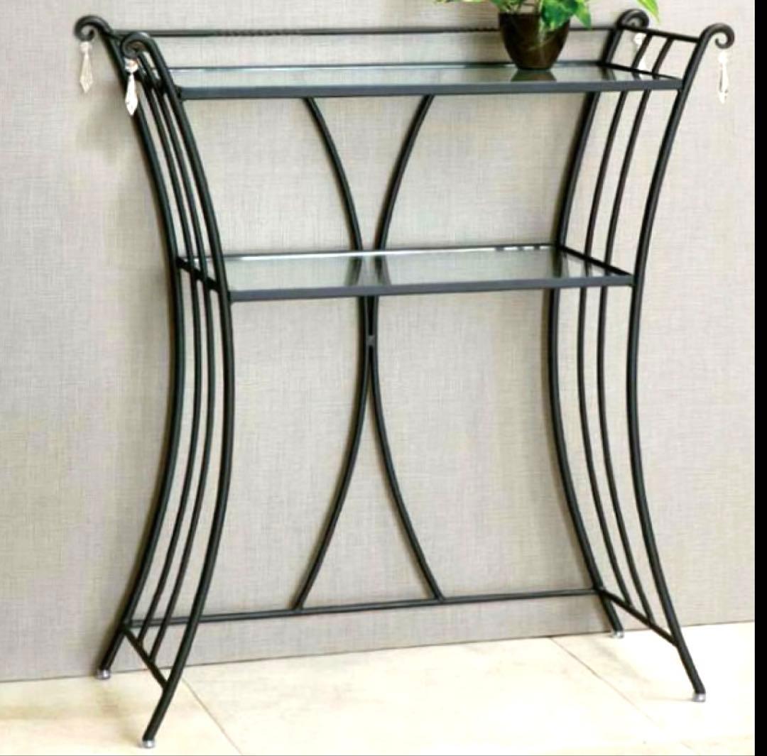 コンソール　玄関 スリム ガラステーブル おしゃれ 飾り台 黒 アルテジャパン