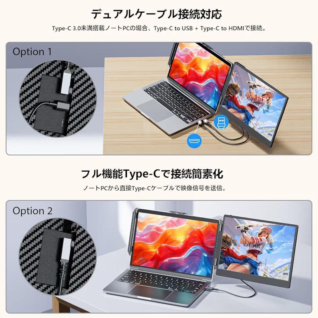 【大特価】デュアルモニター 14インチ IPSモバイルモニターFHD 1080P
