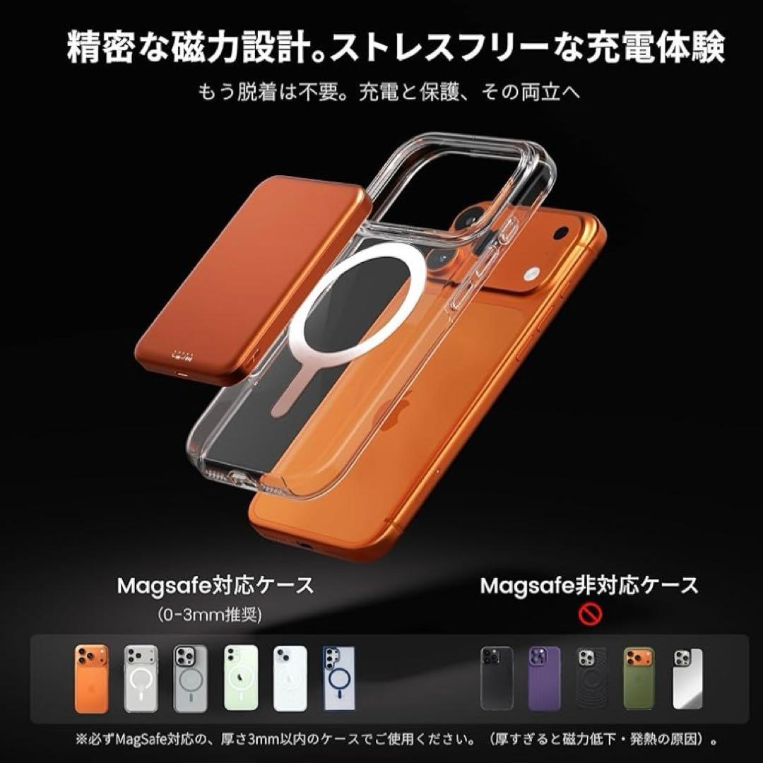 Qi2 モバイルバッテリー　MagSafe対応 急速ワイヤレス充電 マグネット式