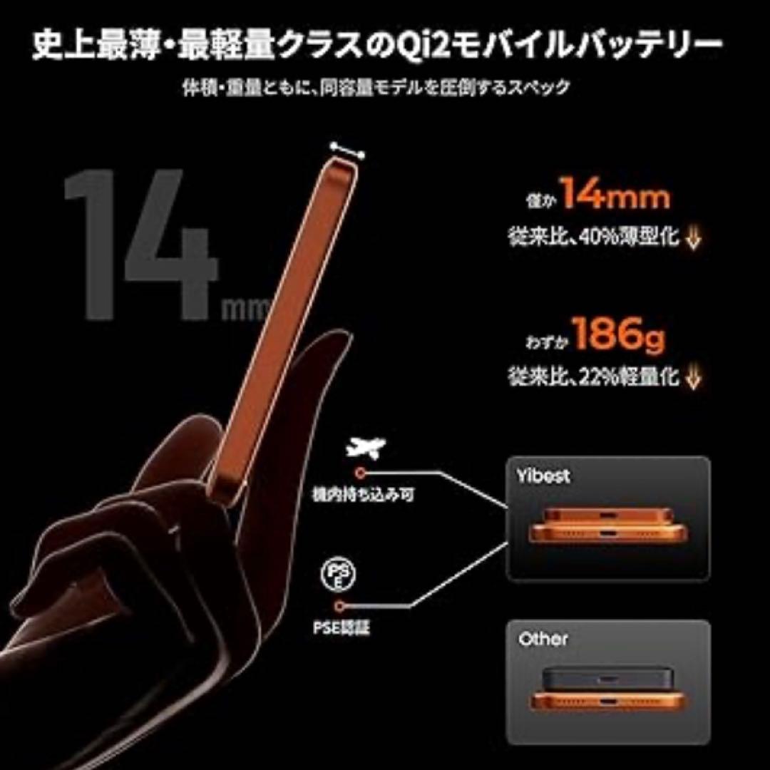 Qi2 モバイルバッテリー　MagSafe対応 急速ワイヤレス充電 マグネット式