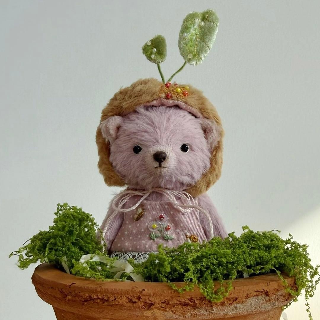 盆栽くまちゃん テディベア アーティストベア 海外作家様 ハンドメイド 置物