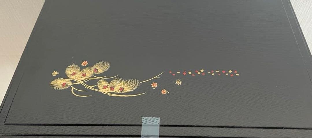 新品　松花堂弁当箱 5個セット 黒地に赤の縁取り