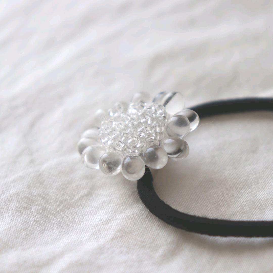 ガラスのひまわりのヘアゴム