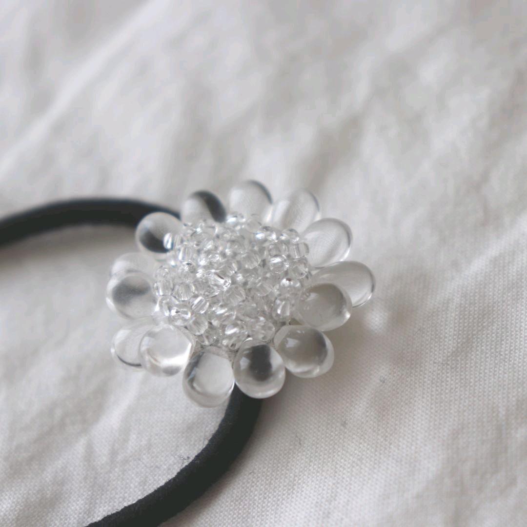 ガラスのひまわりのヘアゴム