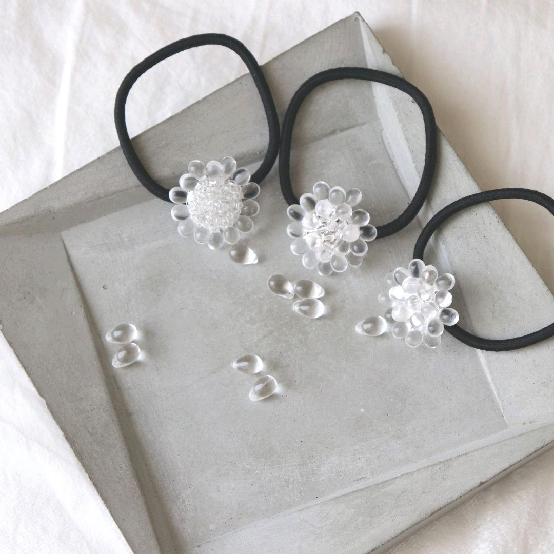 ガラスのひまわりのヘアゴム