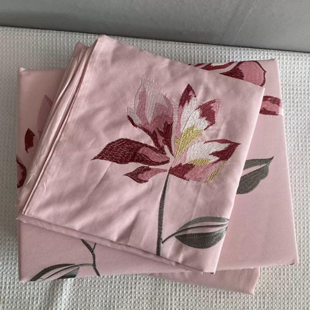 布団４点セットカバーシーツ枕カバーシングル綿100%精美刺繍可愛いピンク色
