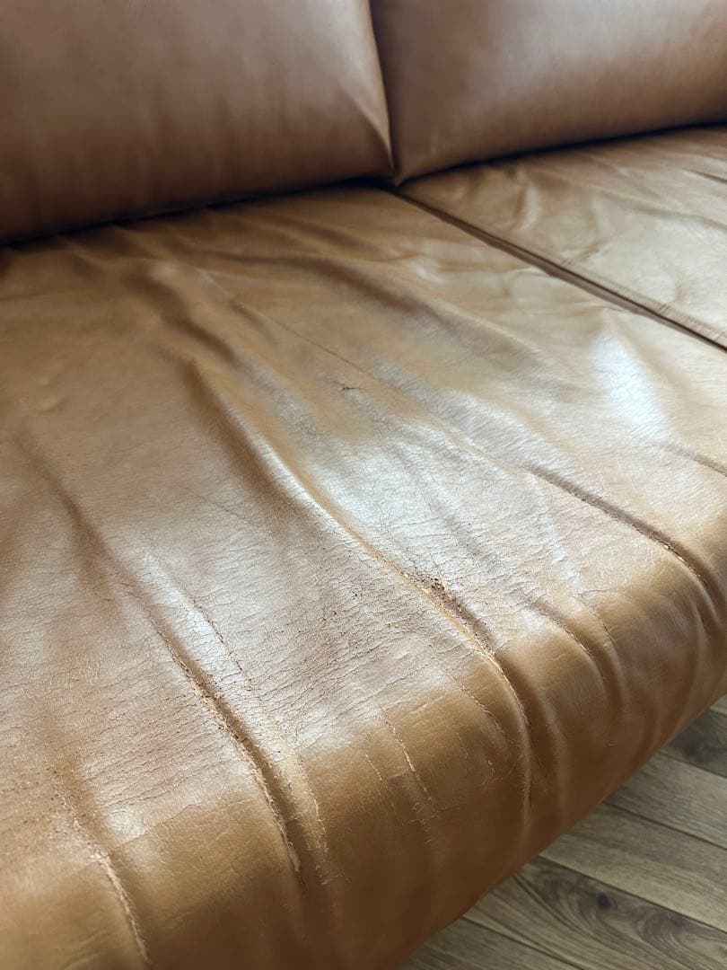 ブラウンレザー2人掛けソファ