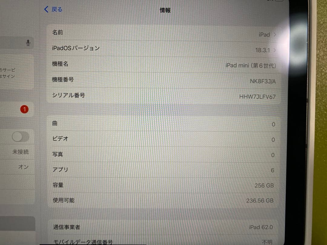 iPad mini 6（第6世代） Wi-Fi+ Cellular 256GB