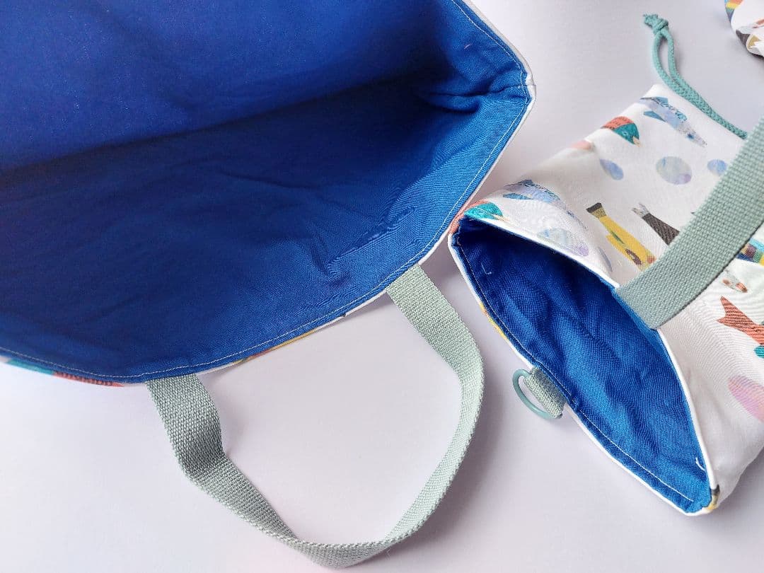 4点セット レッスンバッグ お魚いっぱい 上履き入 コップ入 体操服入