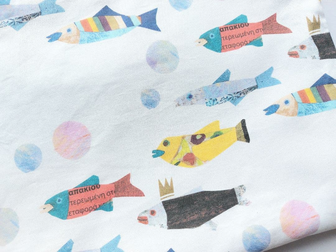 4点セット レッスンバッグ お魚いっぱい 上履き入 コップ入 体操服入