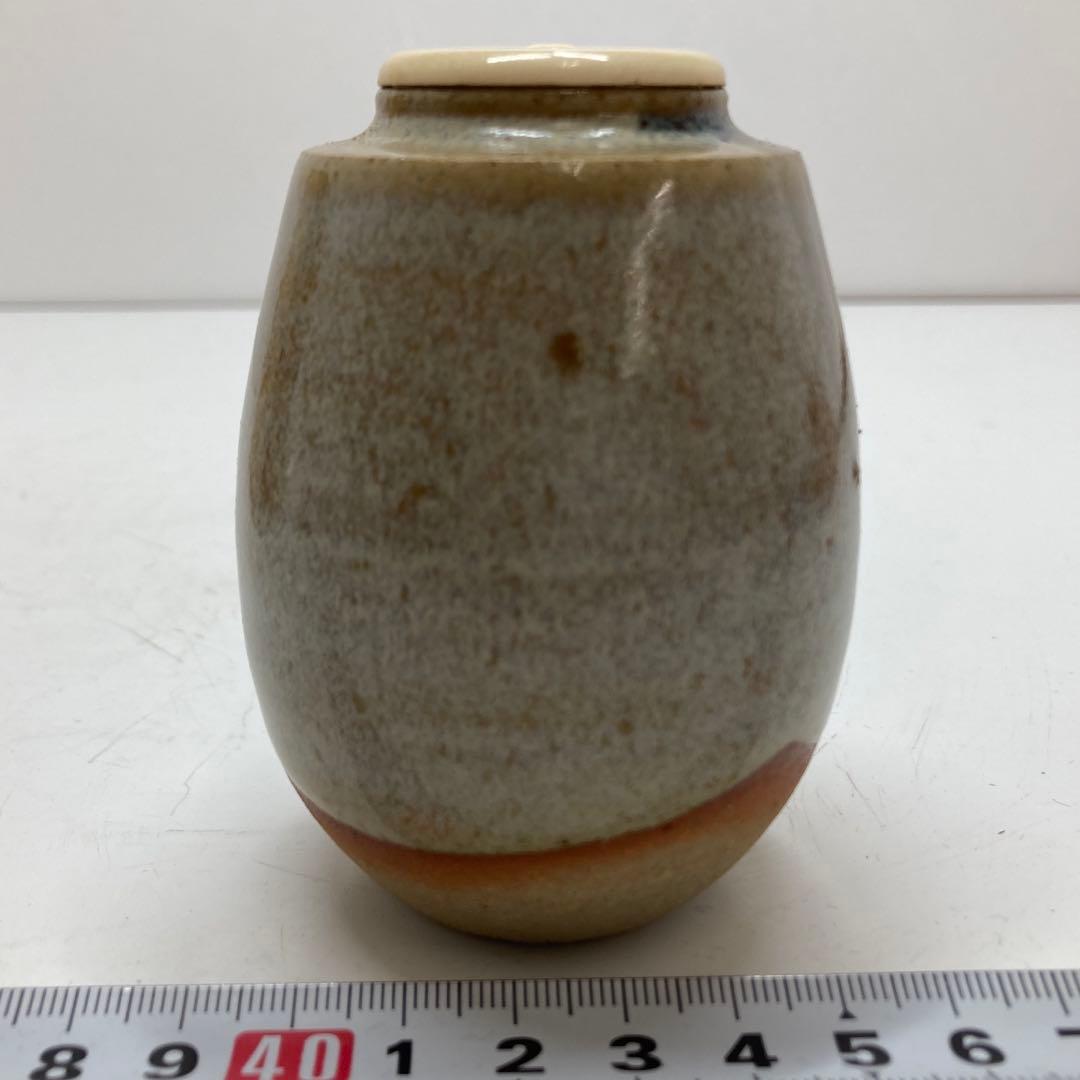 ☆茶3 古瀬尭山　赤盧山茶入　共箱　幅4.4cm 東水7-0319①