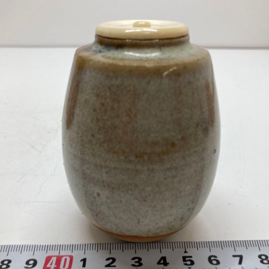 ☆茶3 古瀬尭山　赤盧山茶入　共箱　幅4.4cm 東水7-0319①