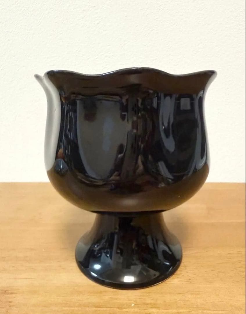 フランス サルグミンヌ窯 Atelier 黒釉 蕾型 フラワーベース 1960s