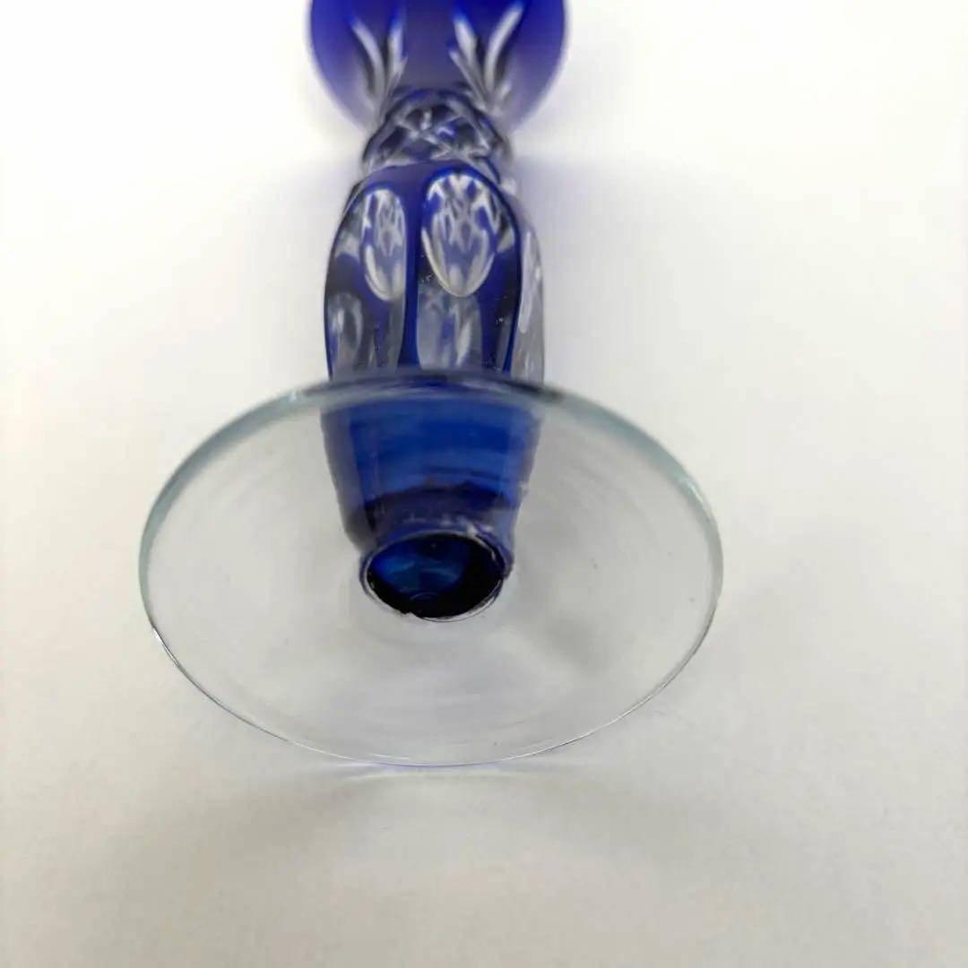 切子風 ガラス花瓶 一輪挿し 3点セット コバルトブルー 和モダン