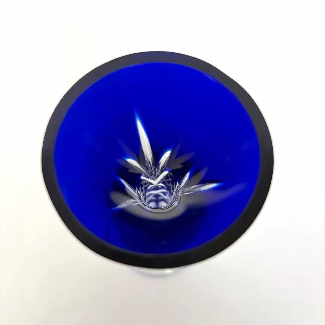 切子風 ガラス花瓶 一輪挿し 3点セット コバルトブルー 和モダン