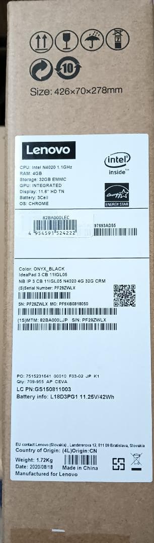 【未開封】Lenovo IdeaPad Chromebook オニキスブラック