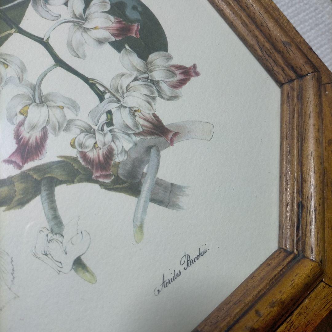 ♥イタリア製キーボックス　アンティーク　壁掛け　木製アート　欄の花　ガラスの扉