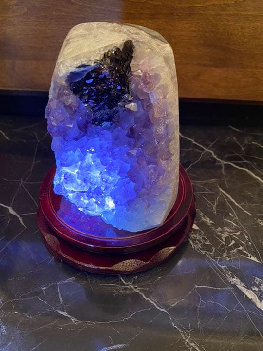 アメジスト クラスター 紫水晶 高品質 虹入り　ゲーサイト　カルサイト共生