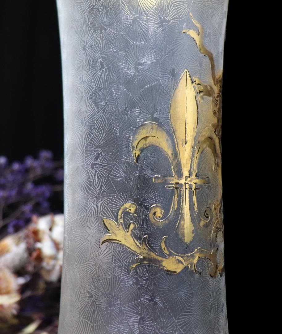オールド・バカラ 1880年頃 グリフォンと百合の紋章 金彩大型花瓶 春海商店