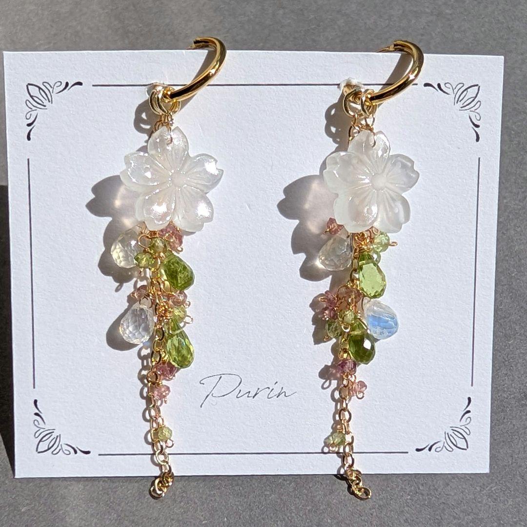 桜カービング ピアス