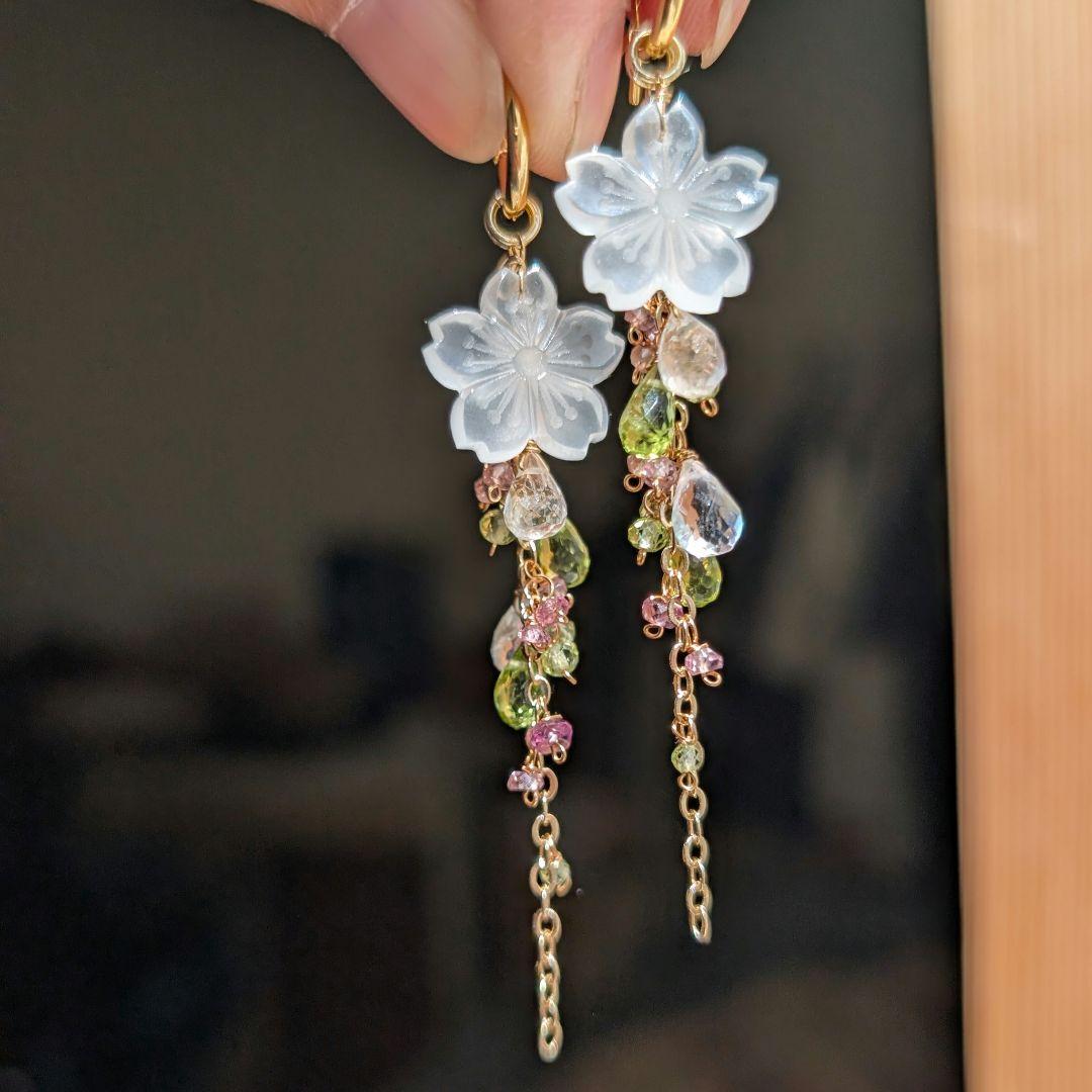 桜カービング ピアス