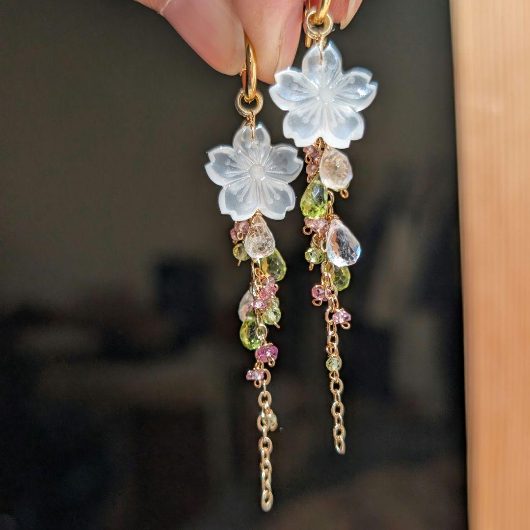 桜カービング ピアス