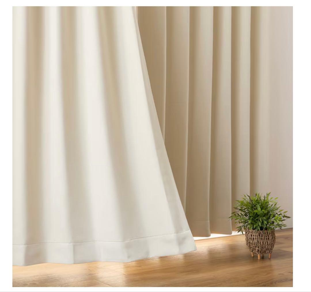 クリーム色 ドレープカーテン　幅200×丈190cm×2枚