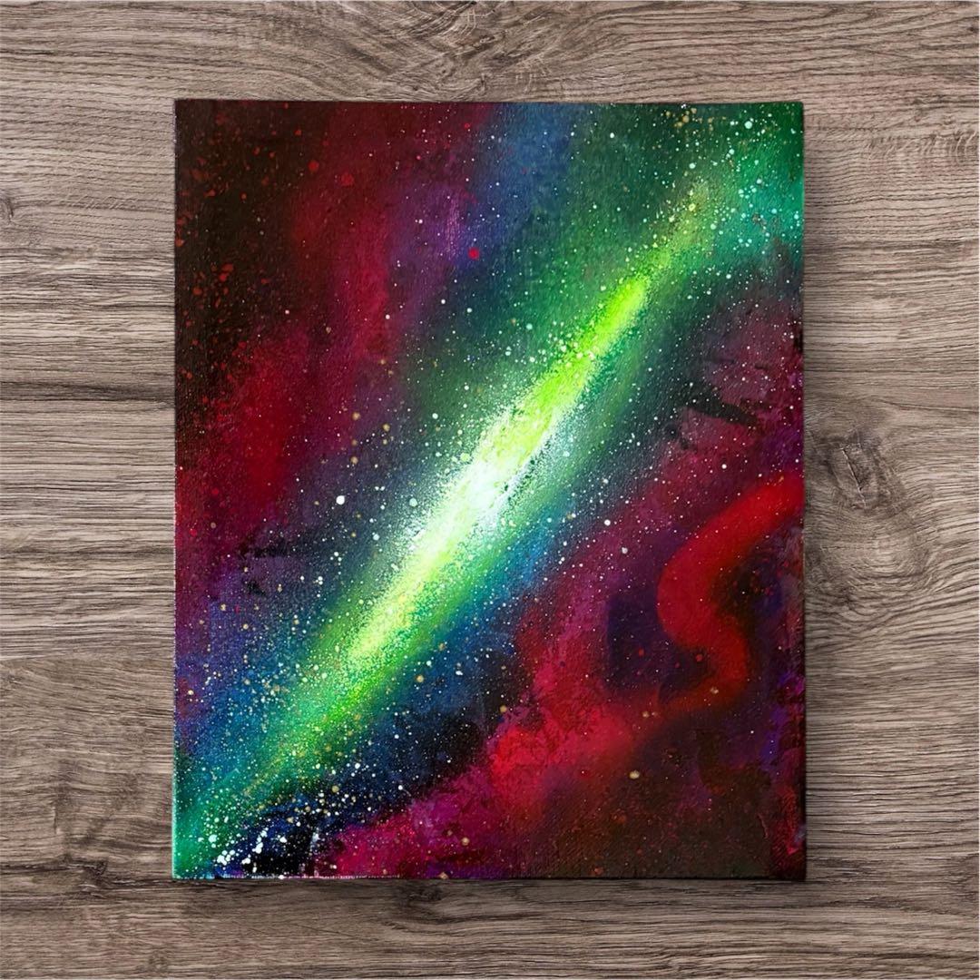 【488】スプレーアート　抽象画　宇宙　ギャラクシー　ギフト　インテリア　絵画