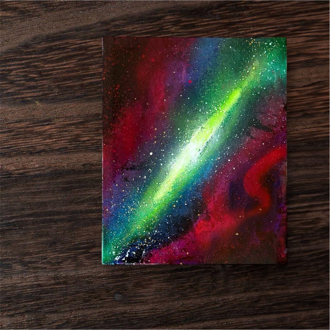 【488】スプレーアート　抽象画　宇宙　ギャラクシー　ギフト　インテリア　絵画